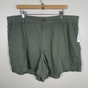 GAP Women's XXL Shorts Olive Green Utility Cotton Blend Elastic Waist NEW